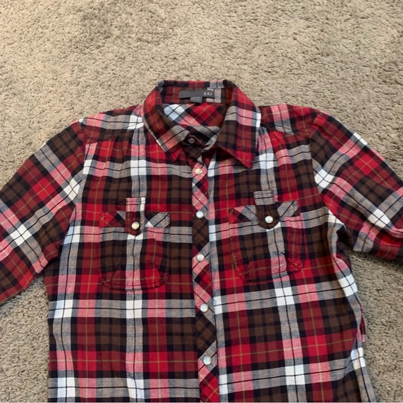 XXI Forever 21 Plaid Blouse Western Medium - Picture 2 of 7